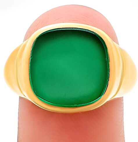 18K Gold Filled Non-Tarnish Signet Ring for Women & Men – Bold Cushion Cut Multi Gemstone Statement Ring – Classic Minimalist Jewelry for Daily Wear or Gift in Saudi Arabia