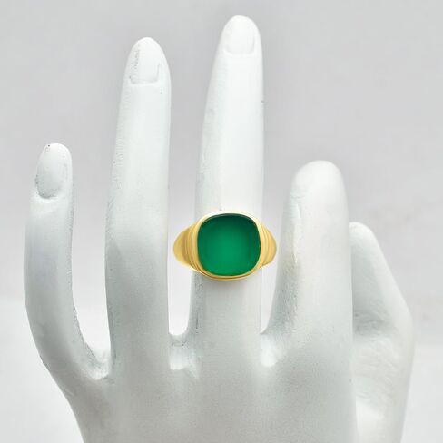 18K Gold Filled Non-Tarnish Signet Ring for Women & Men – Bold Cushion Cut Multi Gemstone Statement Ring – Classic Minimalist Jewelry for Daily Wear or Gift in Saudi Arabia