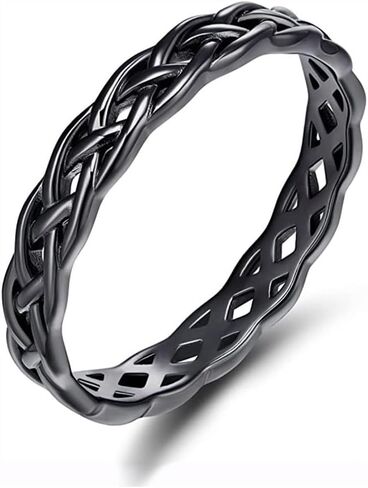 Celtic Knot Eternity Band Ring, Classic Stackable Rings for Women (Silver, Rose Gold, Black Sizes 6-10) in Saudi Arabia