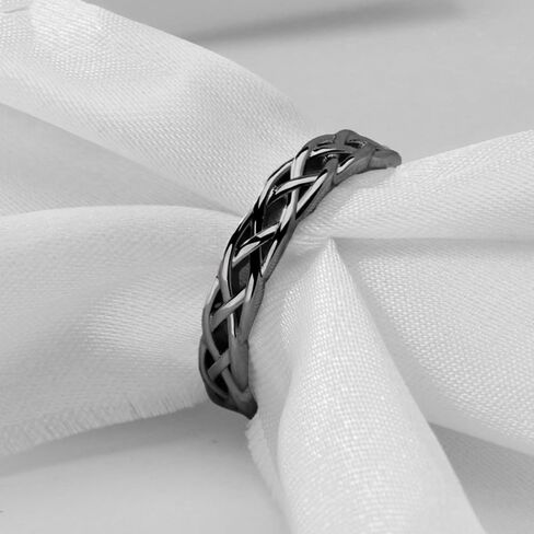 Celtic Knot Eternity Band Ring, Classic Stackable Rings for Women (Silver, Rose Gold, Black Sizes 6-10) in Saudi Arabia