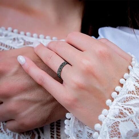 Celtic Knot Eternity Band Ring, Classic Stackable Rings for Women (Silver, Rose Gold, Black Sizes 6-10) in Saudi Arabia