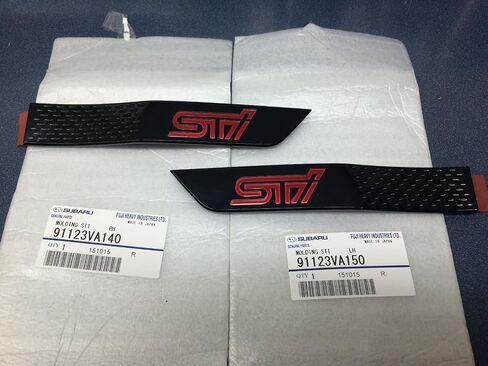 Subaru 2015-2016 WRX STi Black Fender Badge Emblem Set Limited Pair - 91123VA140 & 91123VA150 - Genuine OEM in Saudi Arabia
