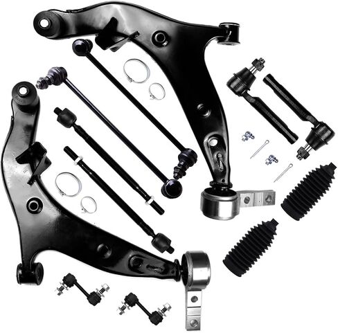SCITOO 12pcs Front Suspension Kit Lower Control Arm with Ball Joint fit 2004-2009 for Nissan Quest Outer Inner Tie Rod End w/Steering Boot Sway Bar Link in Saudi Arabia