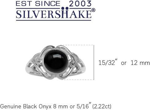 Silvershake 8mm Genuine Round Shape Cabochon Stone White Gold Plated 925 Sterling Silver Celtic Heart Knot Solitaire Ring Jewelry for Women or Teens in Saudi Arabia