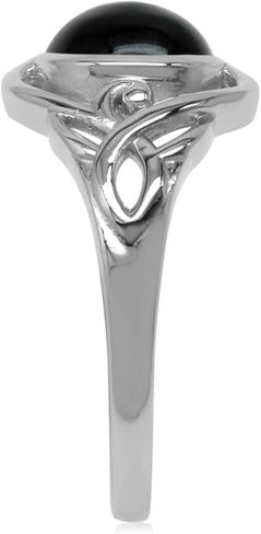 Silvershake 8mm Genuine Round Shape Cabochon Stone White Gold Plated 925 Sterling Silver Celtic Heart Knot Solitaire Ring Jewelry for Women or Teens in Saudi Arabia