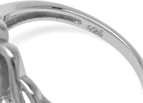 Silvershake 8mm Genuine Round Shape Cabochon Stone White Gold Plated 925 Sterling Silver Celtic Heart Knot Solitaire Ring Jewelry for Women or Teens in Saudi Arabia