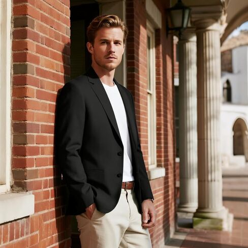 Men's Casual Blazer Slim Fit Suit Jacket for Men Two Button Sports Coats Wedding Prom Party in Kuwait