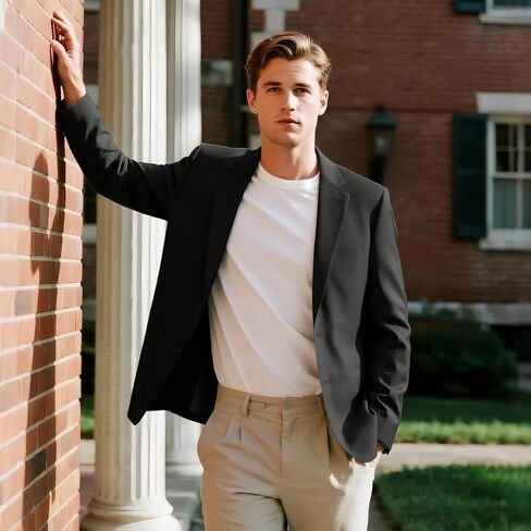 Men's Casual Blazer Slim Fit Suit Jacket for Men Two Button Sports Coats Wedding Prom Party in Kuwait