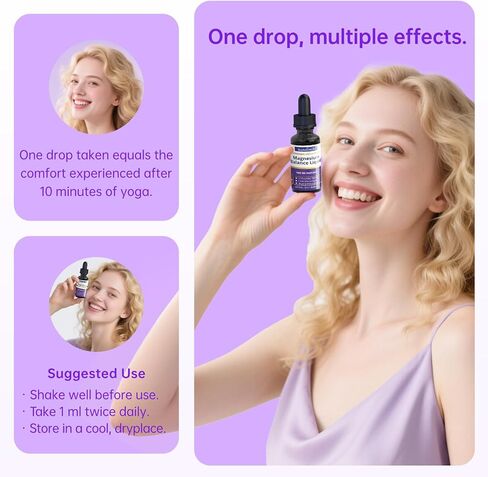 قطرات سائلة من المغنيسيوم L ثريونات 1500 مجم، مكمل للدماغ عالي الامتصاص لتركيز الذاكرة والنوم والخالي من السكر، نباتي 2.04 أونصة سائلة in Kuwait