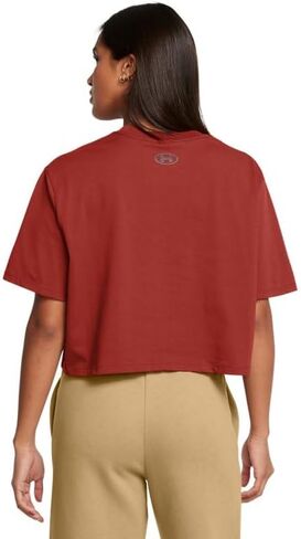 Under Armour Womens Boxy Crop Logo Short Sleeve T Shirt, (840) Earthen Orange / / Black, Medium Tall in Saudi Arabia