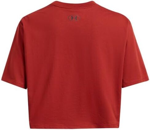 Under Armour Womens Boxy Crop Logo Short Sleeve T Shirt, (840) Earthen Orange / / Black, Medium Tall in Saudi Arabia