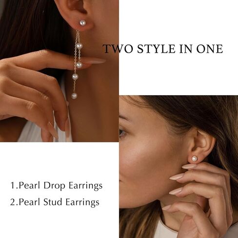 Pearl Earrings for Women,Boho Summer Pearl Drop Stud Dangle Earrings,Lightweight Prom Bridal Wedding Birthday Jewelry Gifts in Saudi Arabia