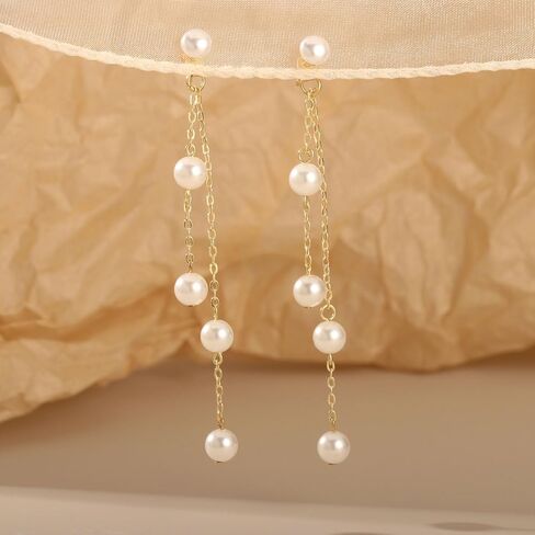 Pearl Earrings for Women,Boho Summer Pearl Drop Stud Dangle Earrings,Lightweight Prom Bridal Wedding Birthday Jewelry Gifts in Saudi Arabia