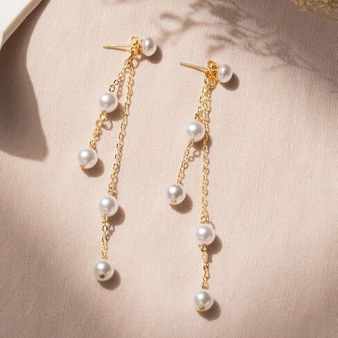 Pearl Earrings for Women,Boho Summer Pearl Drop Stud Dangle Earrings,Lightweight Prom Bridal Wedding Birthday Jewelry Gifts in Saudi Arabia