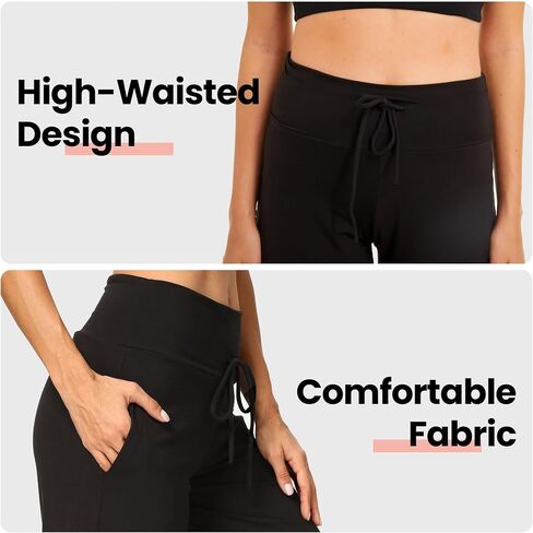 Women's High Waist Pocket Wide Leg Trousers - Comfortable, Loose, Casual for Work, Travel, Workout. in Saudi Arabia