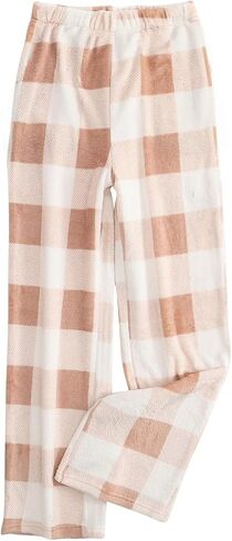 سراويل بيجامة نسائية من الفلانيل بخصر مطاطي ناعم وخصر منقوش للكريسماس سراويل نوم خفيفة الوزن ومريحة وجذابة مع جيوب in Kuwait