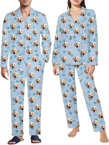 Personalized Pajamas Set with Photo, Custom Face Pajamas Couples Pajamas Gift for Women Men Christmas in Saudi Arabia