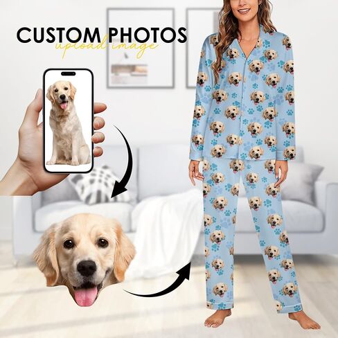 Personalized Pajamas Set with Photo, Custom Face Pajamas Couples Pajamas Gift for Women Men Christmas in Saudi Arabia
