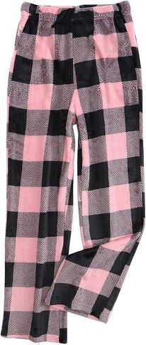 Womens Flannel Pajama Pants Soft Elastic Waist Christmas Plaid Pj Pants Lightweight Comfy Cute Sleepwear with Pockets in Saudi Arabia
