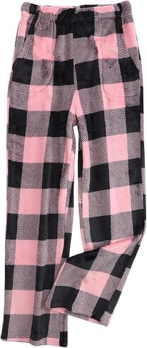 Womens Flannel Pajama Pants Soft Elastic Waist Christmas Plaid Pj Pants Lightweight Comfy Cute Sleepwear with Pockets in Saudi Arabia