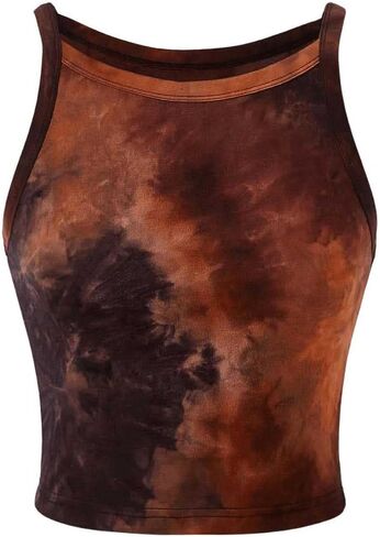 Women's Tie Dye Crop Camisole Tops Fitted Sleeveless Tank Top Summer Clothes in Saudi Arabia