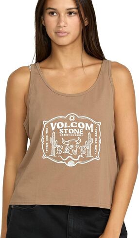 Volcom Womens to The Bank Organic Cotton Graphic Tank Top – Relaxed Boxy Fit, Breezy Summer Style in Kuwait