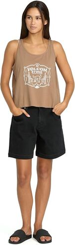 Volcom Womens to The Bank Organic Cotton Graphic Tank Top – Relaxed Boxy Fit, Breezy Summer Style in Kuwait