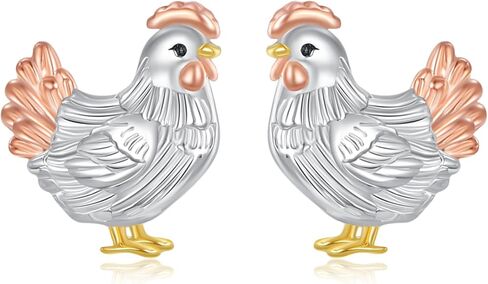 Chicken Earrings 925 Sterling Silver Hen Stud Earrings Cute Chicken Jewelry Hen Gifts For Women Female Mother Lover in Kuwait