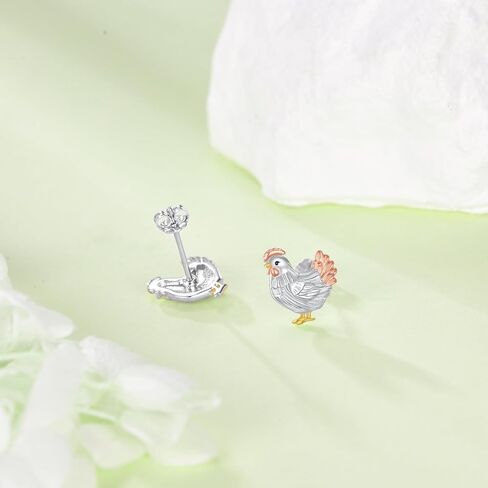 Chicken Earrings 925 Sterling Silver Hen Stud Earrings Cute Chicken Jewelry Hen Gifts For Women Female Mother Lover in Kuwait