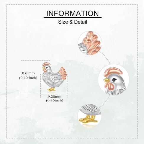 Chicken Earrings 925 Sterling Silver Hen Stud Earrings Cute Chicken Jewelry Hen Gifts For Women Female Mother Lover in Kuwait