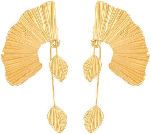 Bohemia Statement Leaf Stud Earrings for Women Retro Leaf Fan Shape Leaf Earrings Fashion Chunky Gold Plant Earring Bohemian Flower Earring Vacation Jewelry Gift in Saudi Arabia