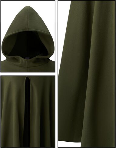 Spooktacular Creations Halloween Renaissance Cloak Costume Men, Green Medieval Hooded Cape Vintage Capelet for Themed Parties in Saudi Arabia