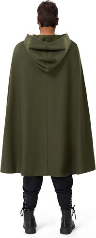 Spooktacular Creations Halloween Renaissance Cloak Costume Men, Green Medieval Hooded Cape Vintage Capelet for Themed Parties in Saudi Arabia