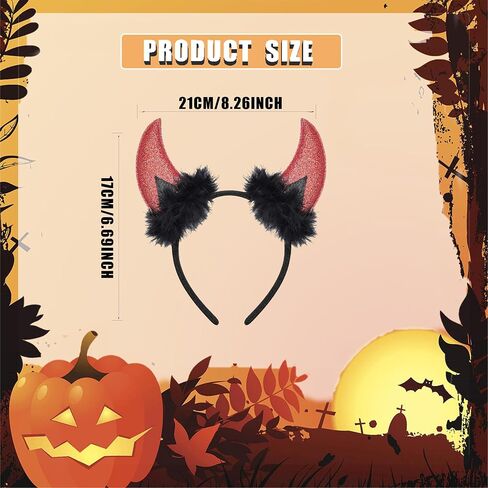 XinblueCo Glitter Black Devil Horns Headband Halloween Devil Ears Headband for Women Halloween Fancy Dress Cosplay Hairband in Saudi Arabia