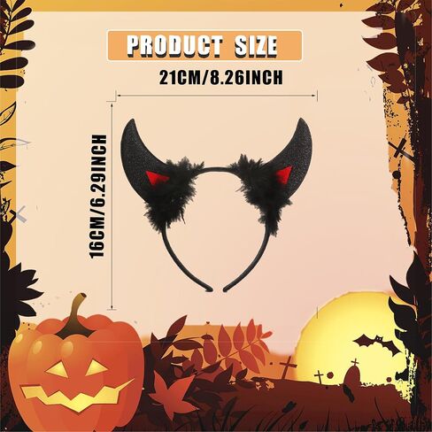 XinblueCo Glitter Black Devil Horns Headband Halloween Devil Ears Headband for Women Halloween Fancy Dress Cosplay Hairband in Saudi Arabia