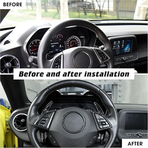 2PCS Car Steering Wheel Paddle Shifter Extension Trim Cover Interior Decoration Accessories for Chevy Chevrolet Camaro 2017-2020 (Carbon Fiber Style) in Saudi Arabia