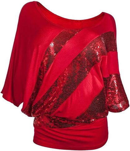 Glistening Sequin Cocktail Club Party Top Shimmer Glam Glitter Plus Size T-Shirt in Saudi Arabia