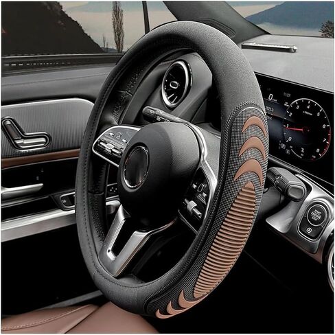 HZEL Car Steering Wheel Cover, 14.5-15" Breathable Vehicle Steering Wheel Protector with Anti-Slip Lining, Comfortable Auto Interior Decoration Accessories, Universal for Truck SUV Sedan (Red) in Kuwait