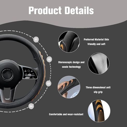 HZEL Car Steering Wheel Cover, 14.5-15" Breathable Vehicle Steering Wheel Protector with Anti-Slip Lining, Comfortable Auto Interior Decoration Accessories, Universal for Truck SUV Sedan (Red) in Kuwait