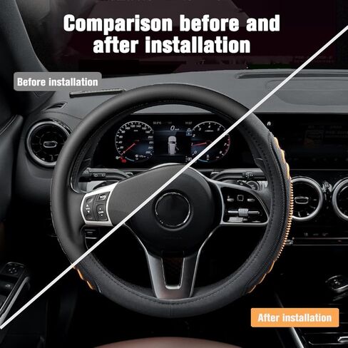 HZEL Car Steering Wheel Cover, 14.5-15" Breathable Vehicle Steering Wheel Protector with Anti-Slip Lining, Comfortable Auto Interior Decoration Accessories, Universal for Truck SUV Sedan (Red) in Kuwait