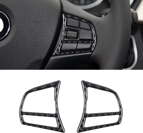 متوافق مع أزرار إطار عجلة القيادة من ألياف الكربون غطاء الكسوة لسيارات BMW 3 Series 3GT F30 F34 2013 2014 2015 2016 2017 2018 2019 (قطعتان باللون الأسود) in Saudi Arabia