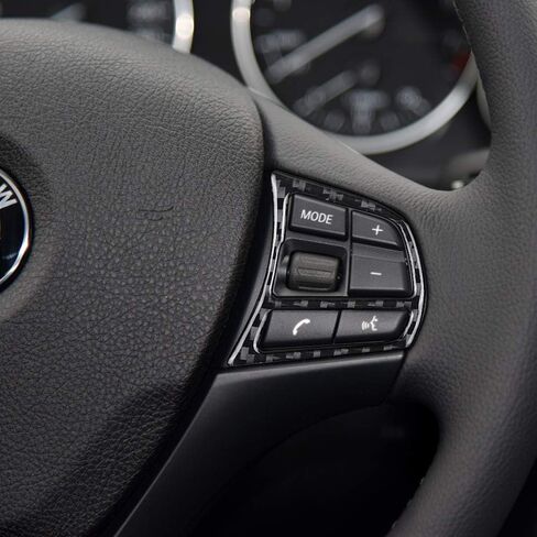 متوافق مع أزرار إطار عجلة القيادة من ألياف الكربون غطاء الكسوة لسيارات BMW 3 Series 3GT F30 F34 2013 2014 2015 2016 2017 2018 2019 (قطعتان باللون الأسود) in Saudi Arabia