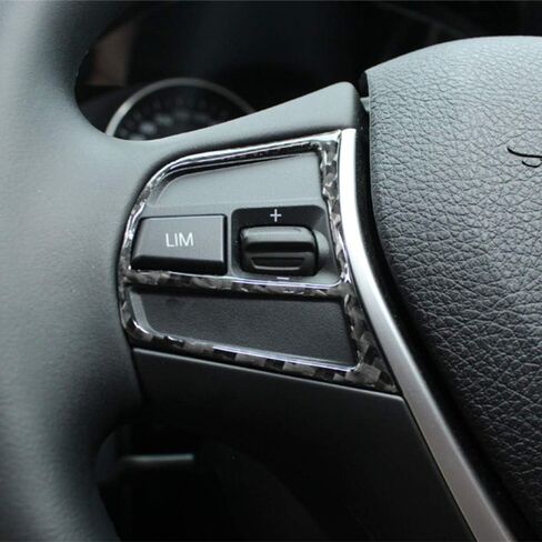 متوافق مع أزرار إطار عجلة القيادة من ألياف الكربون غطاء الكسوة لسيارات BMW 3 Series 3GT F30 F34 2013 2014 2015 2016 2017 2018 2019 (قطعتان باللون الأسود) in Saudi Arabia
