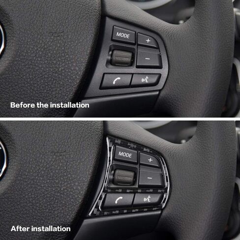 متوافق مع أزرار إطار عجلة القيادة من ألياف الكربون غطاء الكسوة لسيارات BMW 3 Series 3GT F30 F34 2013 2014 2015 2016 2017 2018 2019 (قطعتان باللون الأسود) in Saudi Arabia