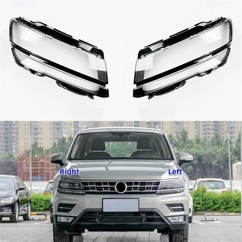 متوافق مع VW Tiguan L 2017 2018 2019 2020 سيارة الجبهة رئيس ضوء مصباح شفاف عاكس الضوء العلوي قذيفة غطاء عدسة قناع (1 قطعة الجانب الأيسر) in Kuwait