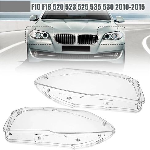 سيارة الجبهة عدسة المصباح الأمامي غطاء متوافق ل BMW 5-Series F10 F18 520 523 525 535 530 2010-2017 1 زوج كشافات غطاء واضح قذيفة in Saudi Arabia