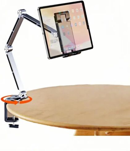 الفصل السابع من الحامل اللوحي لأجهزة iPad ، حامل ألومنيوم قابل للطي من سبيكة طويلة قابلة للطي ، مع قاعدة دوارة 360 درجة ، متوافقة مع العرض 4.7-16 '' ، iPad ، kindle in Kuwait