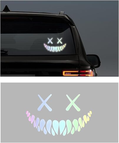 Reflective Smile Demon Car Sticker, Funny Cool Devil Smiley Car Decal for Rear Windshield Bumper, Auto Waterproof Demon Smile Sticker for Car Truck SUV, Universal Car Accessories (Colorful) in Kuwait