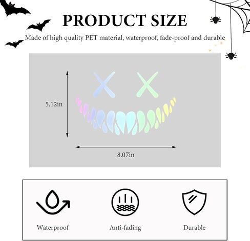 Reflective Smile Demon Car Sticker, Funny Cool Devil Smiley Car Decal for Rear Windshield Bumper, Auto Waterproof Demon Smile Sticker for Car Truck SUV, Universal Car Accessories (Colorful) in Kuwait