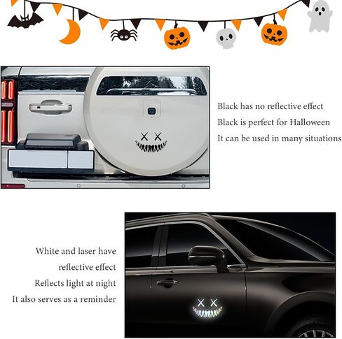 Reflective Smile Demon Car Sticker, Funny Cool Devil Smiley Car Decal for Rear Windshield Bumper, Auto Waterproof Demon Smile Sticker for Car Truck SUV, Universal Car Accessories (Colorful) in Kuwait